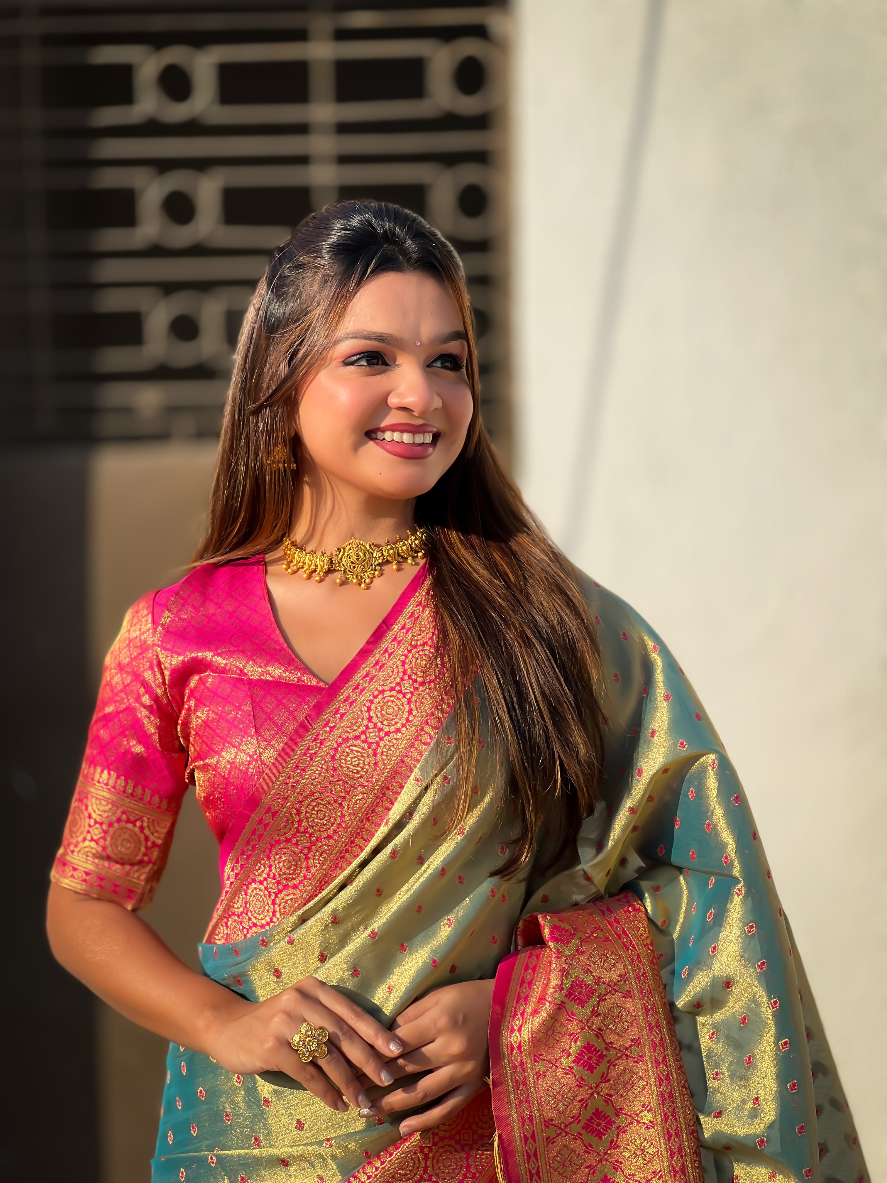 Blue Tissue Silk Heavy Woven Jari Designer Ethnic Ceremonial Saree
