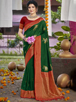Bottle Green Color Silk Weaving Classic  Saree