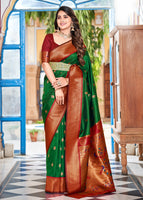 Bottle Green Paithni Silk Saree with Jacquard Woven work