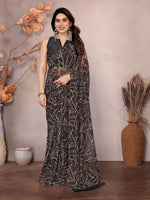 Brown Beautiful Designer Printed Ready To Wear Saree For Fancy Looks