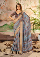 Brown Beautiful Dolla Silk Woven Border Designer With Printed Saree