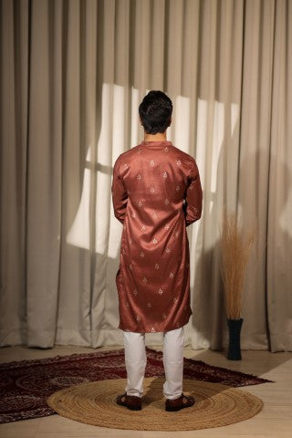 Brown Designer Embroidered Viscose Stylish Kurta Pajama