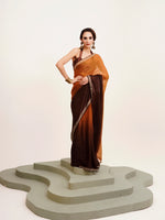 Brown Embellished Beads And Stones Chiffon Saree For Beautiful Partywear Saree