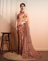 Brown Georgette Designer Printed Graceful Ethnic Saree
