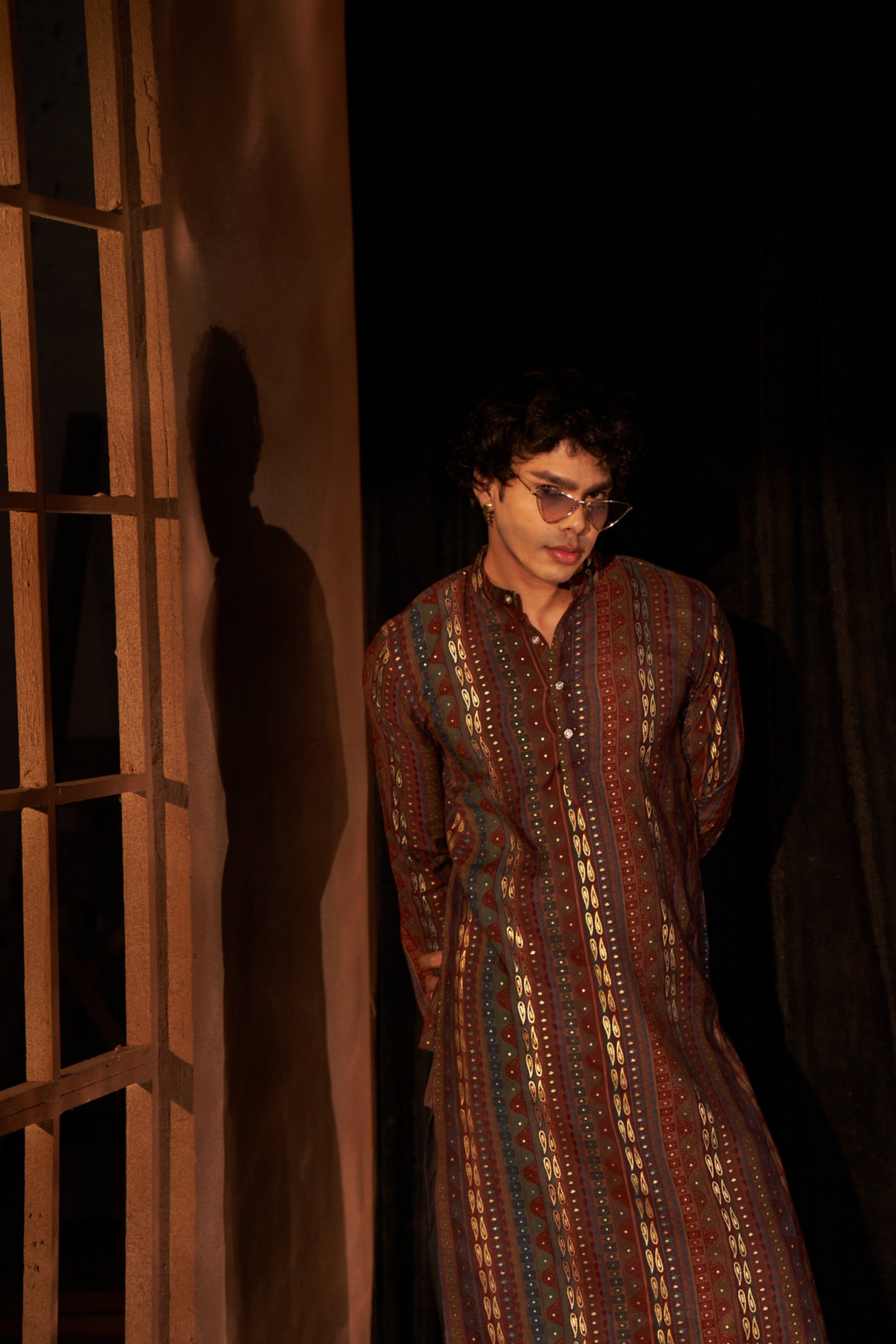 Brown Modal Silk Designer Printed Kurta Payjama – Rich, Stylish Ensemble