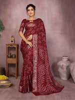 Brown Silk Saree With Bandhej And Premium Zari Weaving