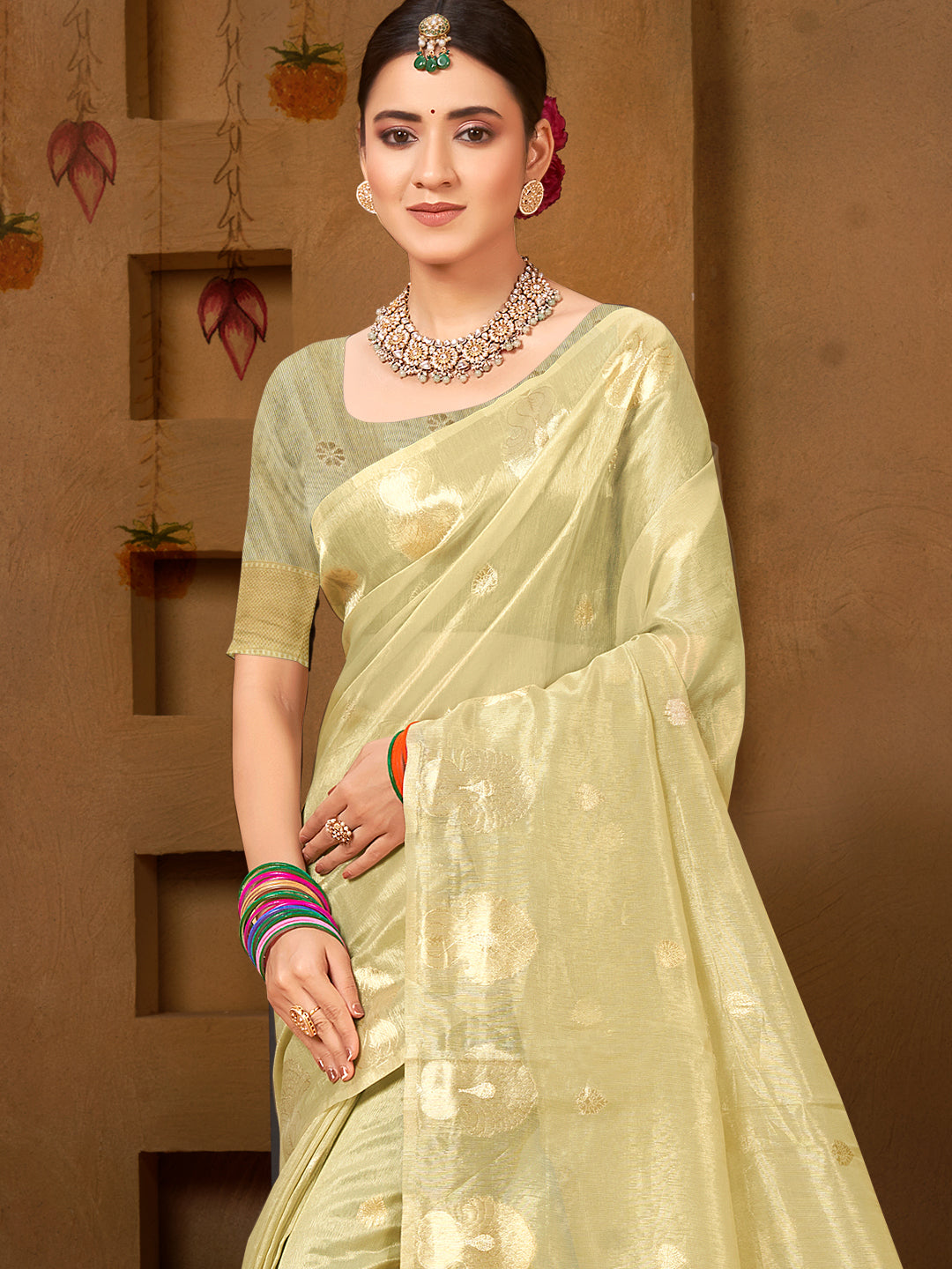 Captivating Olive Green Munga kota Festival Saree for Women