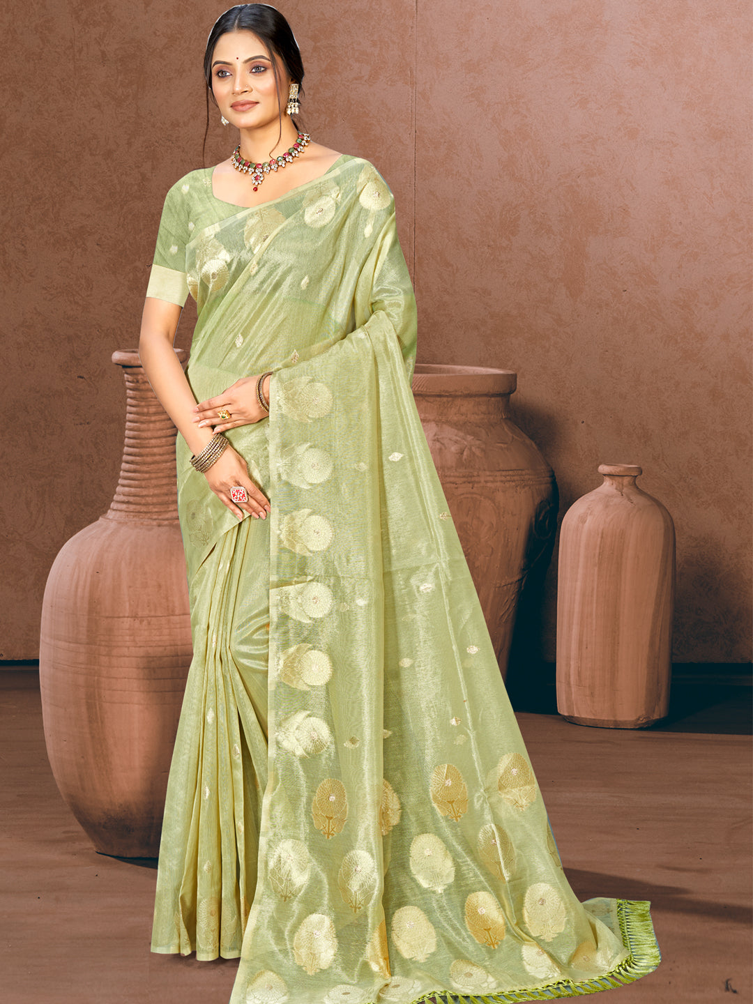 Chic Sky Blue Munga kota Festival Saree for Women