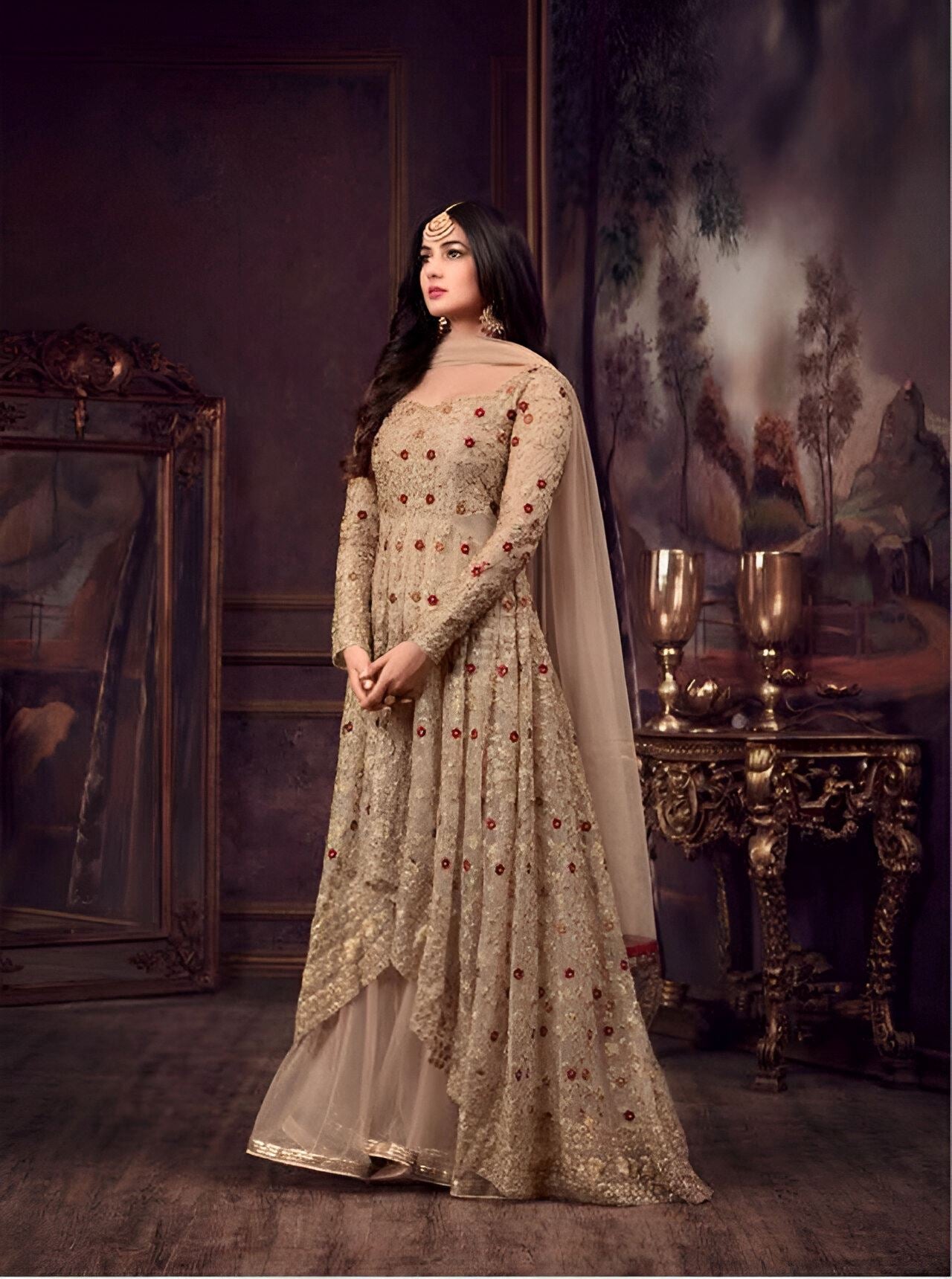 Chiku Heavy Designer Suit With Heavy Embroidery Work