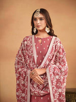 Chocolate Salwar Kameez With Thread Emboirdered Work