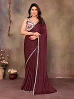 Coffee Solid Fancy Ethnic Saree For Ceremonial Girlie Looks