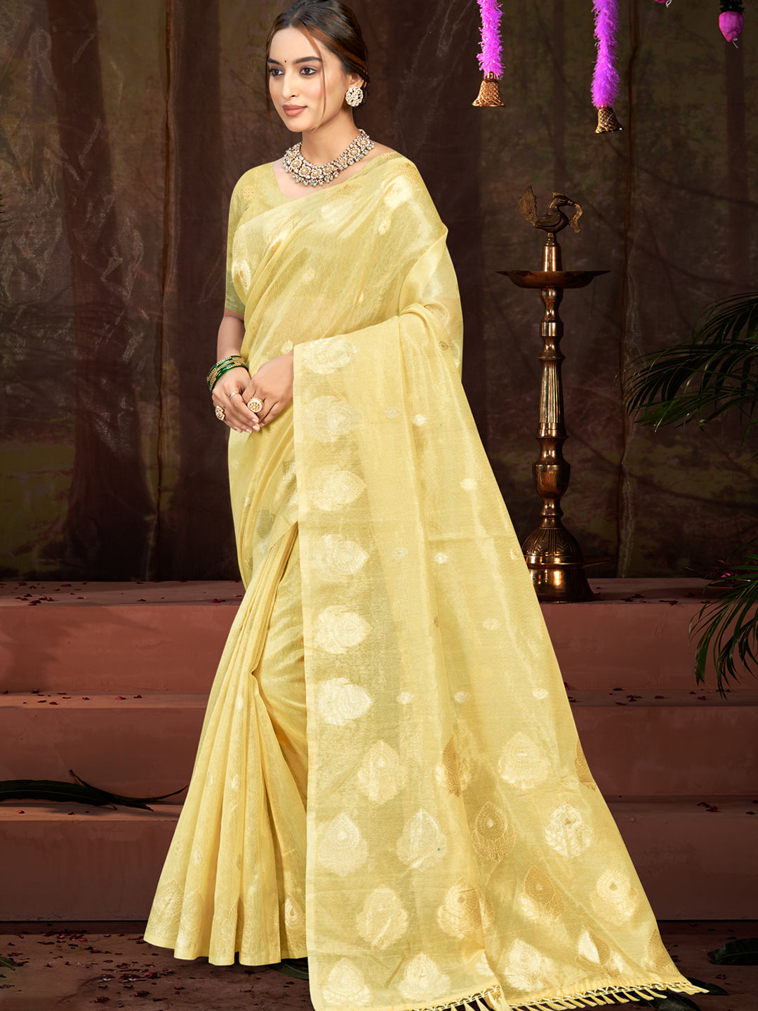 Contemporary Green Munga kota Festival Saree for Women