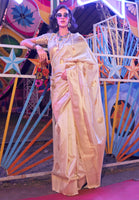 Cream Banarasi Silk Saree With  Jacquard Woven Work