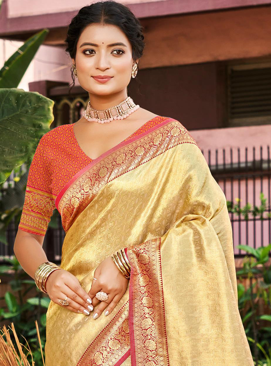 Cream Color Kanjivaram Silk Saree With Heritage Vibes and Modern Appeal