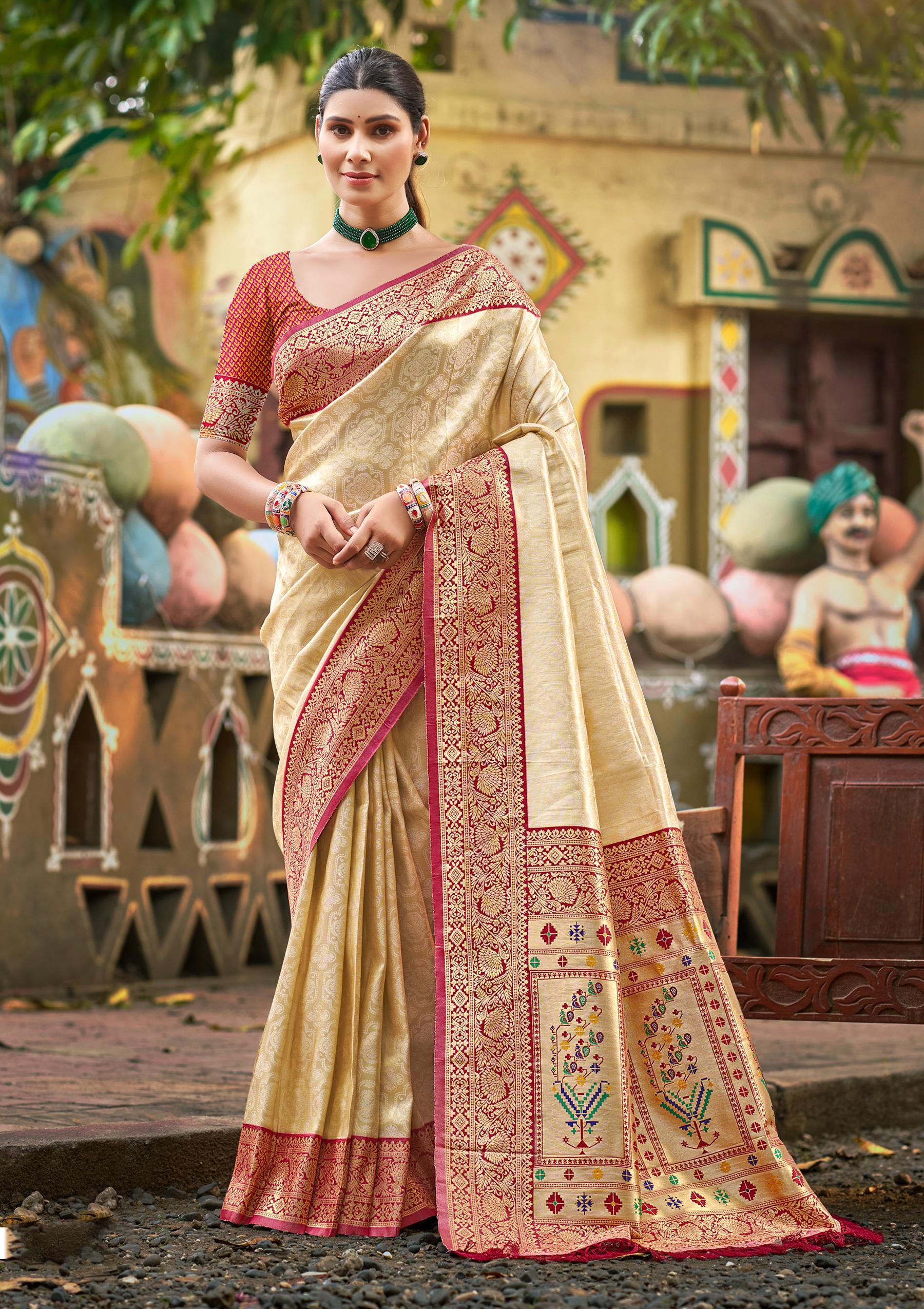 Cream Color Kanjivaram Silk Saree With Understated Luxury and Comfort