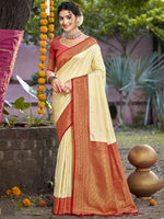 Cream Color Silk Weaving Classic  Saree