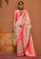 Cream Handloom Silk Saree With  Jacquard Woven Work