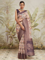 Cream Jacquard Silk Designer Pre-Stitched Saree For Trendy Fashion Looks