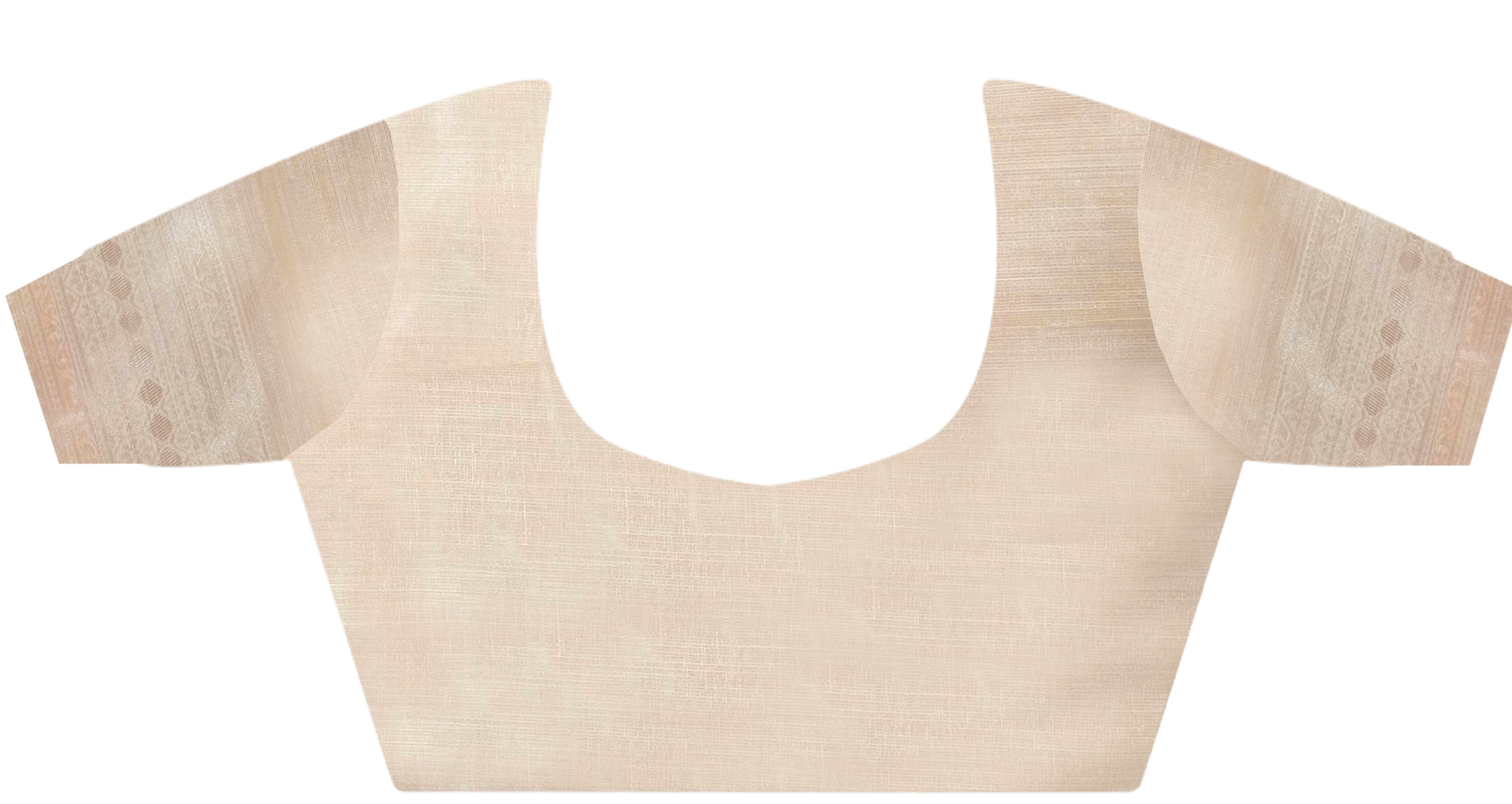 Cream Linen Saree With  Jacquard Woven Work