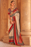 Cream Silk Saree with  Jacquard Woven Work