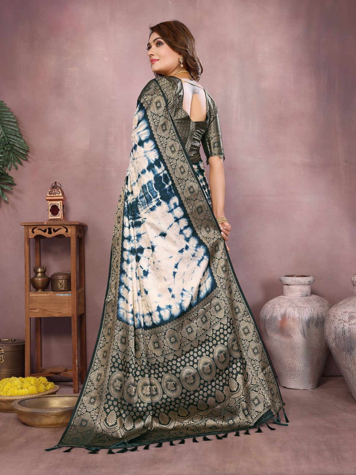 Cream Soft Satin Silk Saree With Designer Sibory Zari Border