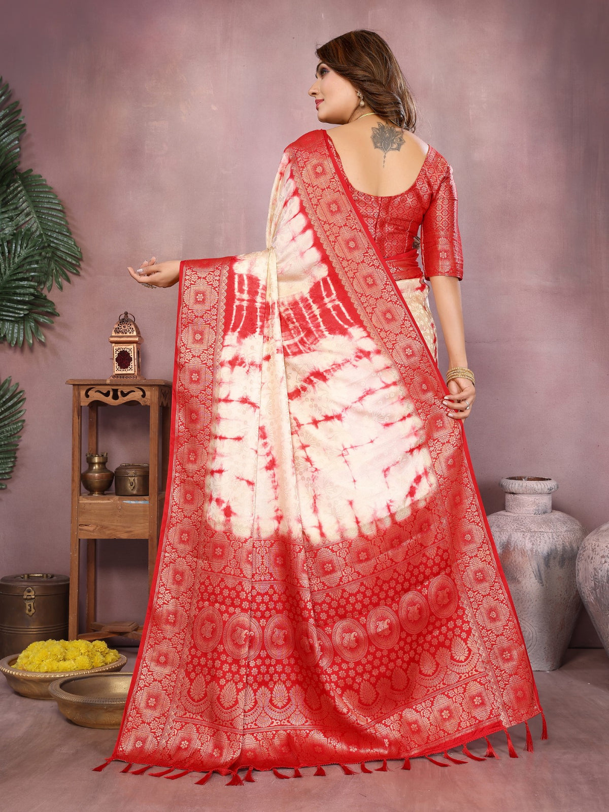 Cream Soft Satin Silk Saree With Elegant Sibory Zari Border
