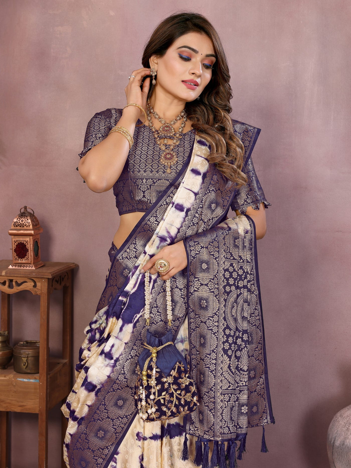 Cream Soft Satin Silk Saree With Premium Sibory Zari Border