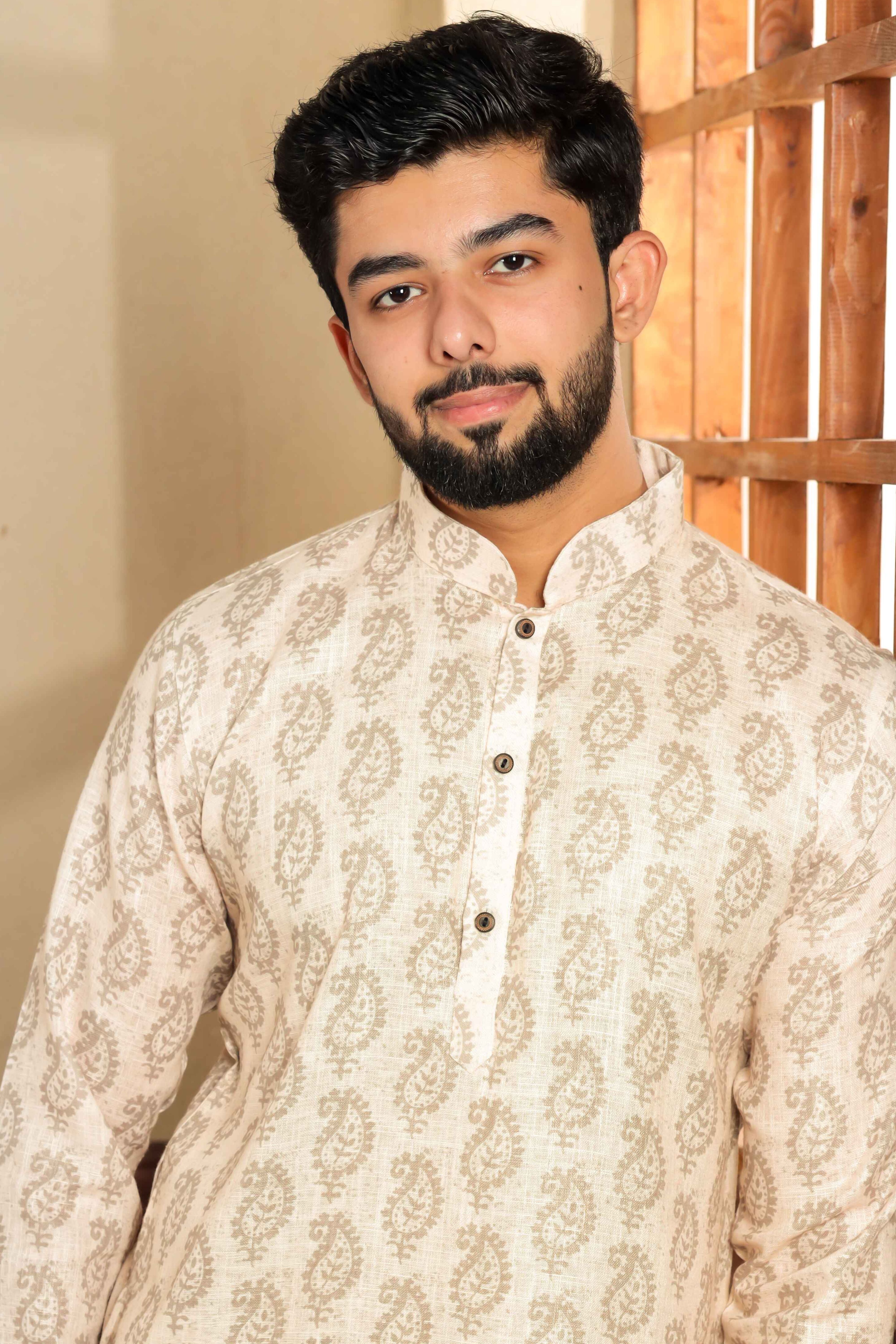 Cream Sophisticated Kurta Pajama for Ceremonial Wear