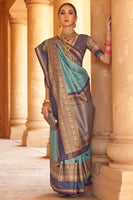 Dark Grey Silk Saree with  Jacquard Woven Work