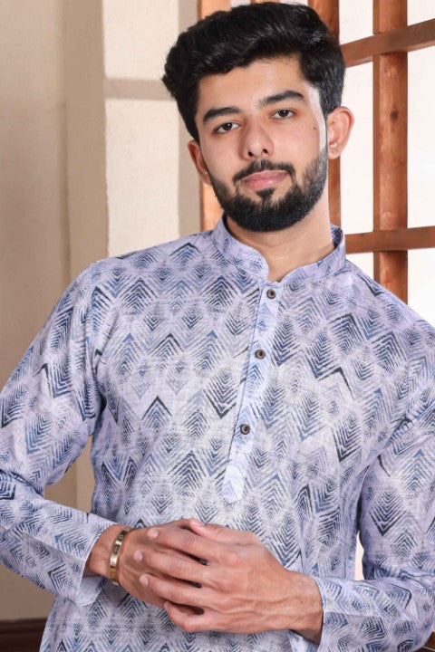 Denim Blue Sophisticated Kurta Pajama for Ceremonial Wear