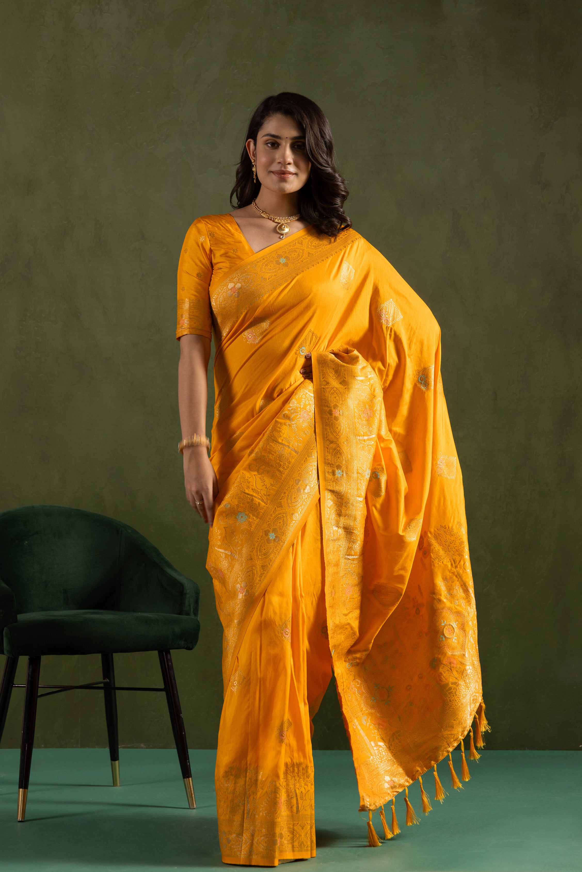 Dolla Silk Woven Jari Designer Ethnic Yellow Sophisticated Partywear Saree