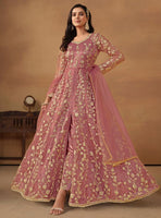 Dusty Pink Anarkali Suit With Heavy Thread Embroidery With Sequis Work