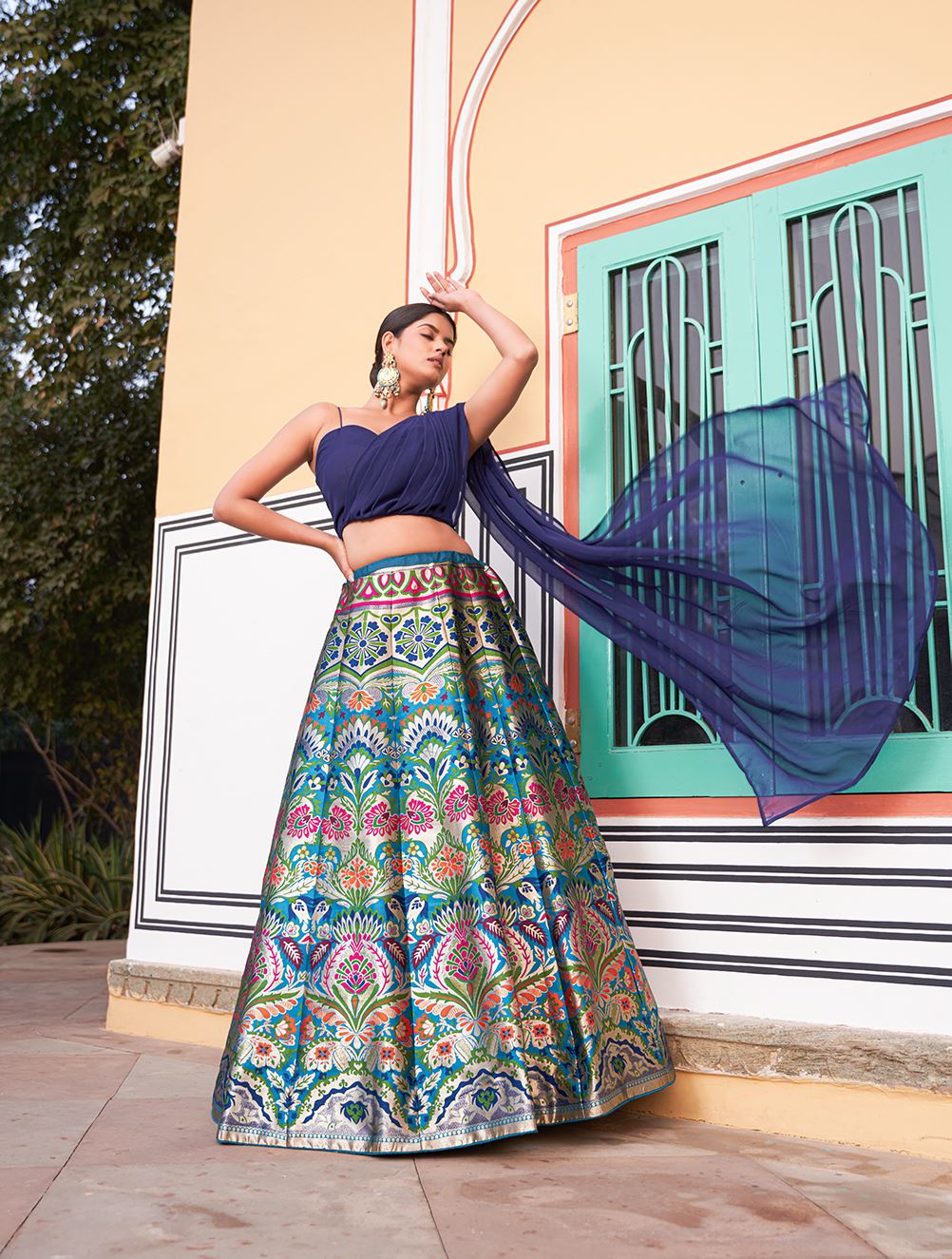 Elegance Redefined Nevy Blue Banarasi Silk Lehenga With Heritage-Inspired Zari Detailing