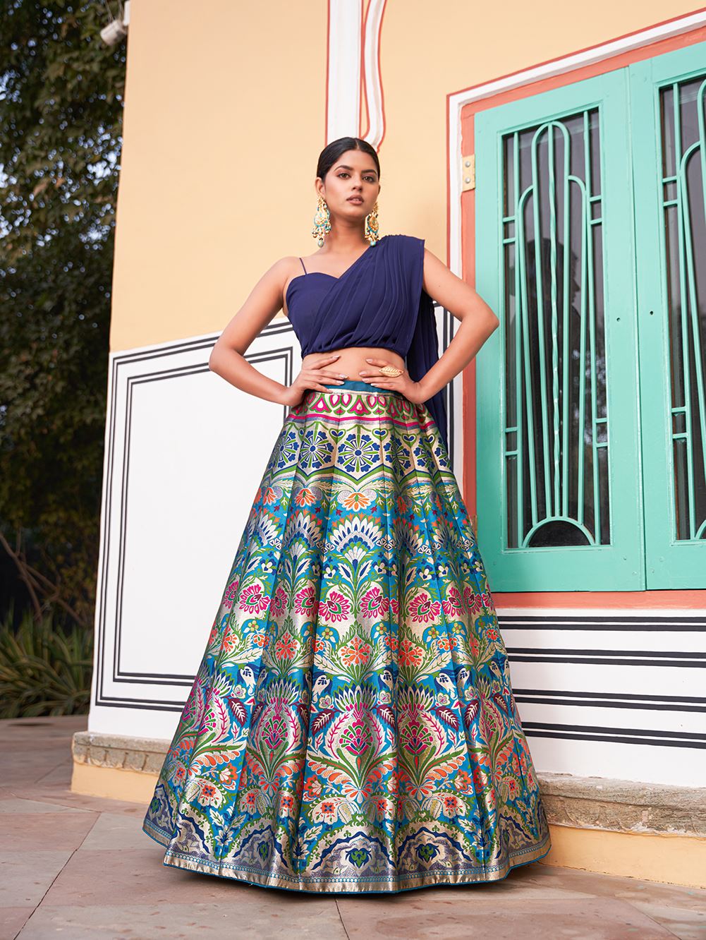 Elegance Redefined Nevy Blue Banarasi Silk Lehenga With Heritage-Inspired Zari Detailing