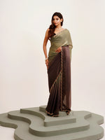 Embellished Beads And Stones Work Grey Satin Rich Ceremonial Saree