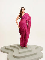 Embellished Beads And Stones Work Pink Brasso Rich Ceremonial Saree