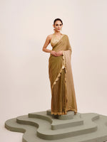 Embellished Sequinned Work Metallic Green Tissue Rich Ceremonial Saree