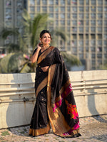 Festival Looks Black Soft Silk Woven Paithani Vitthala Designer Saree