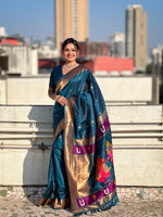Festival Looks Navy Blue Soft Silk Woven Paithani Vitthala Designer Saree
