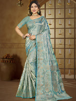 Firozi Color Festive Wear Silk Saree