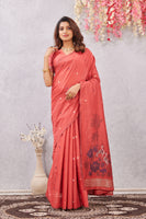 Gajri Linen Cotton Saree with Ethnic Motif Design & Rich Jacquard Pallu