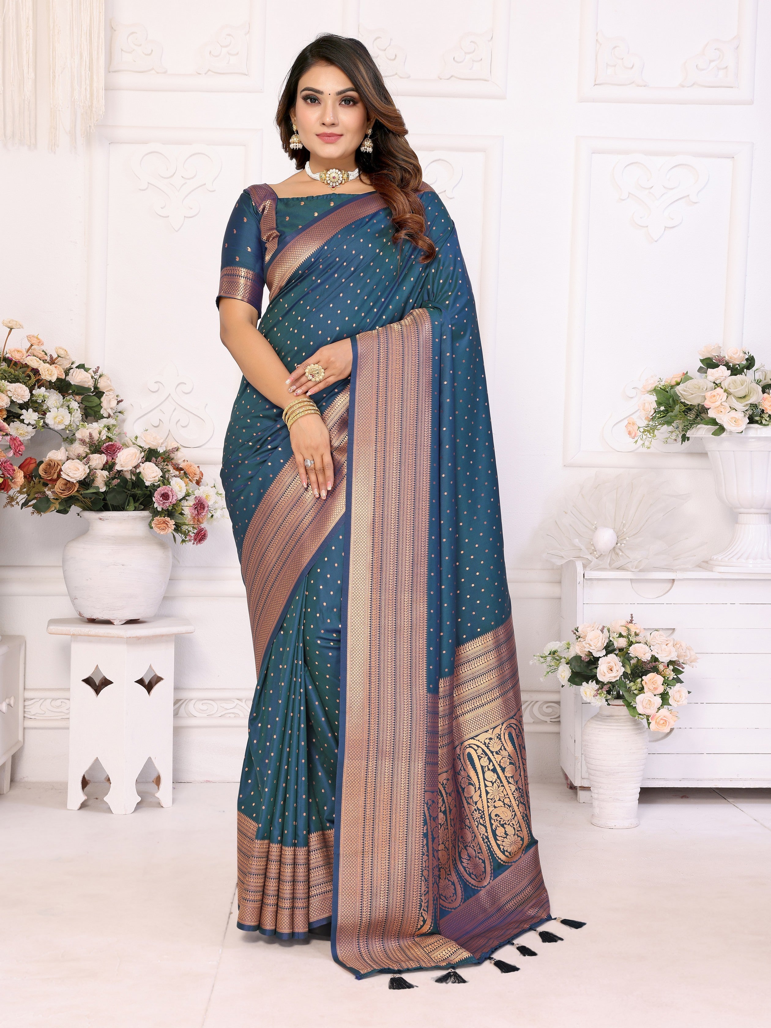 Girlie Woven Jari Designer Soft Silk Saree In Blue
