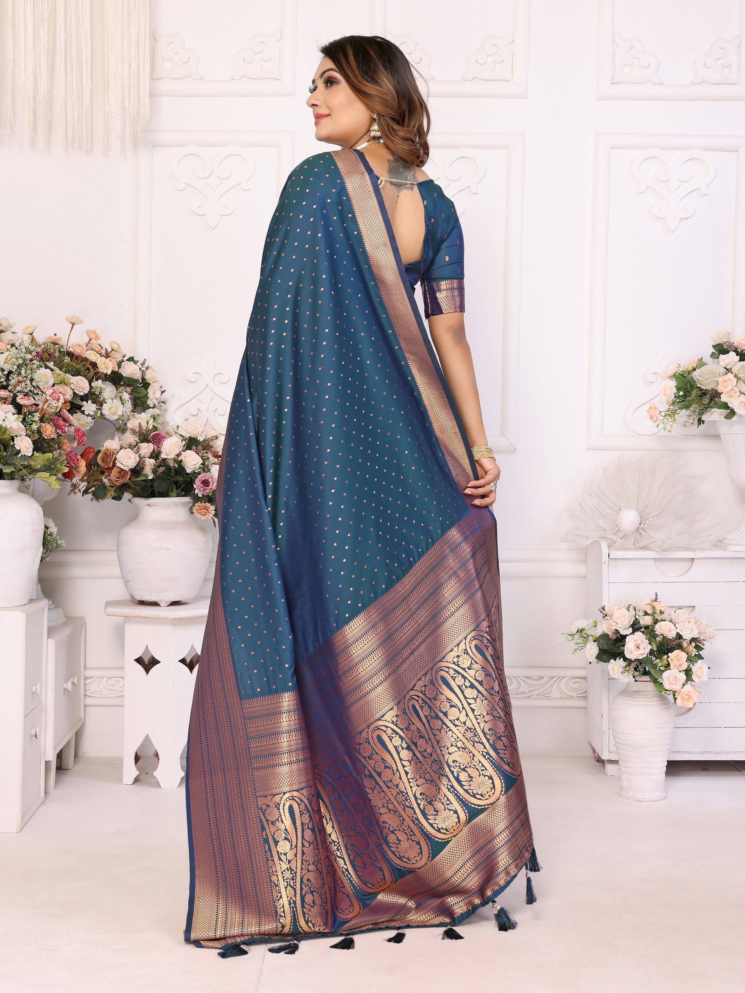 Girlie Woven Jari Designer Soft Silk Saree In Blue