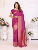 Girlie Woven Jari Designer Soft Silk Saree In Magenta