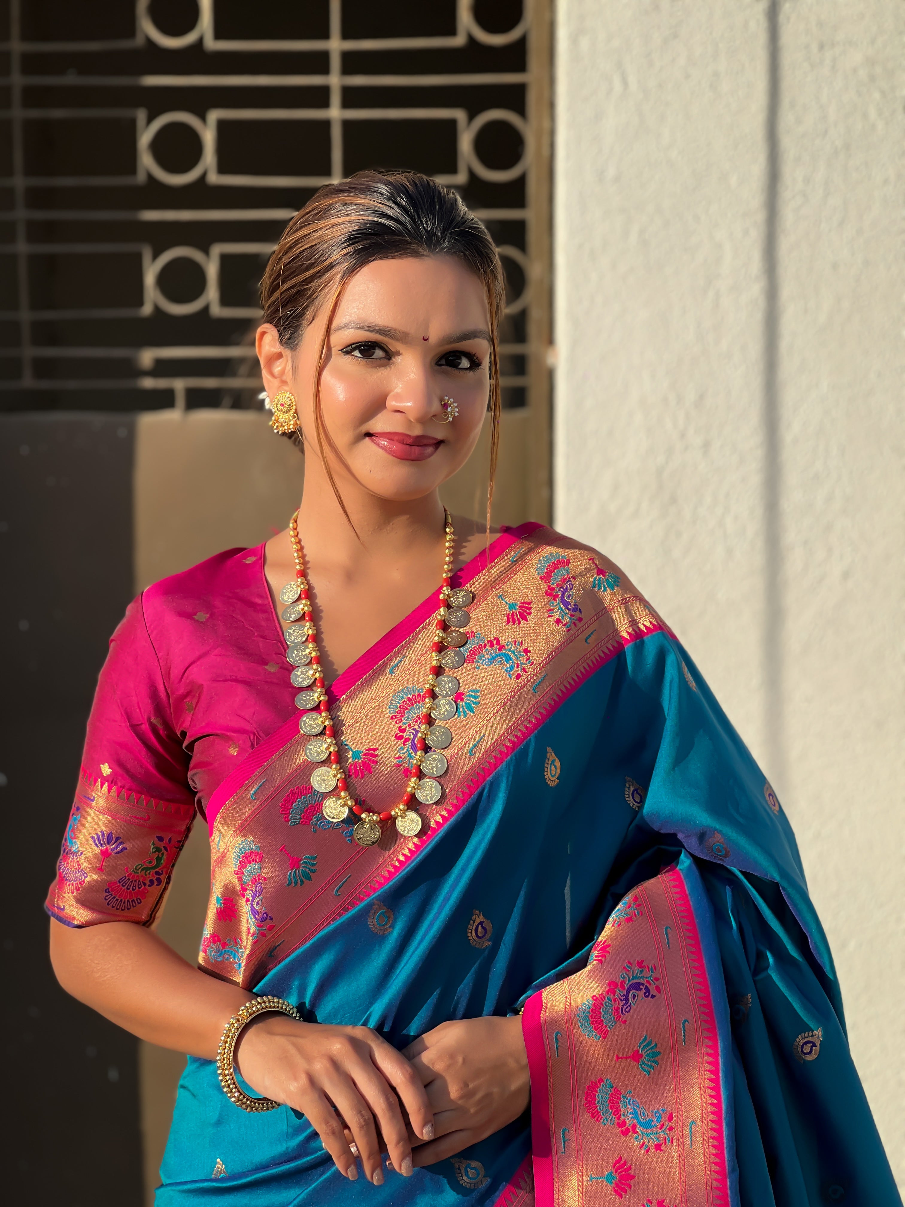 Glamorous Weaving Meenakari Designer Soft Silk Ethnic Partywear Blue Saree