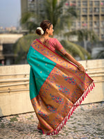 Glamorous Weaving Meenakari Designer Soft Silk Ethnic Partywear Sea Green Saree