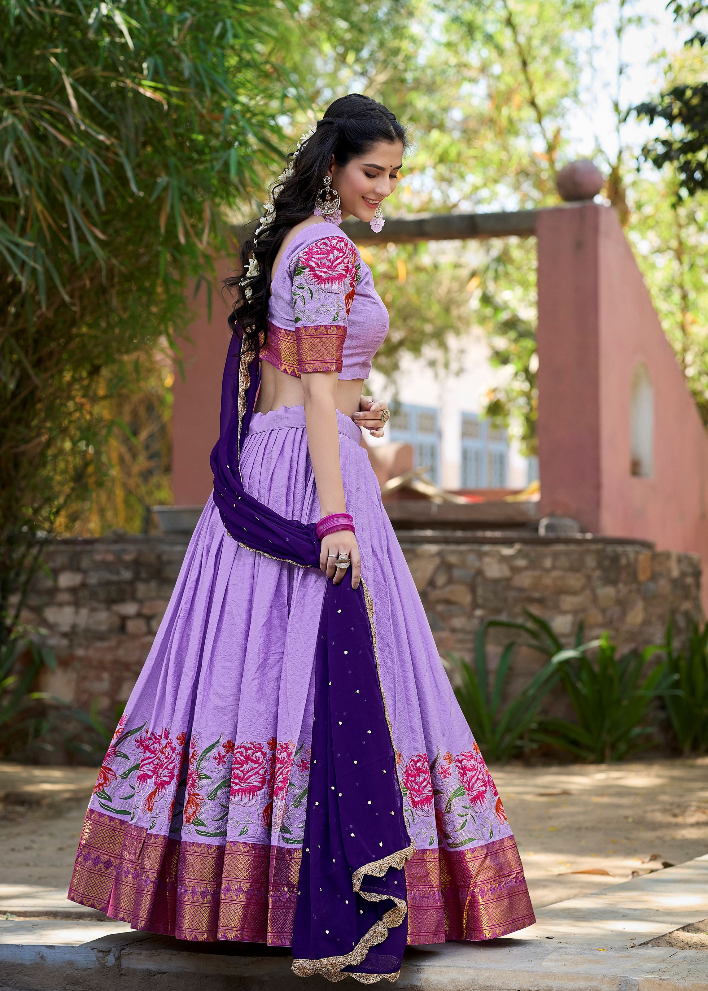 Glow in Lavender Cotton Silk Beauty with Intricate Embroidery