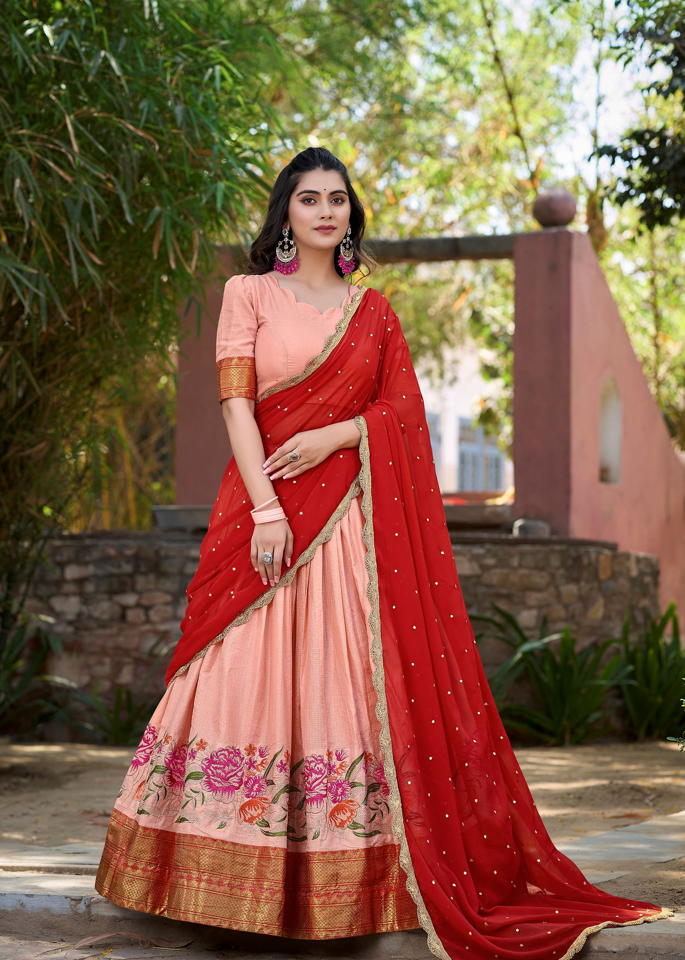 Glow in Peach Cotton Silk Beauty with Intricate Embroidery