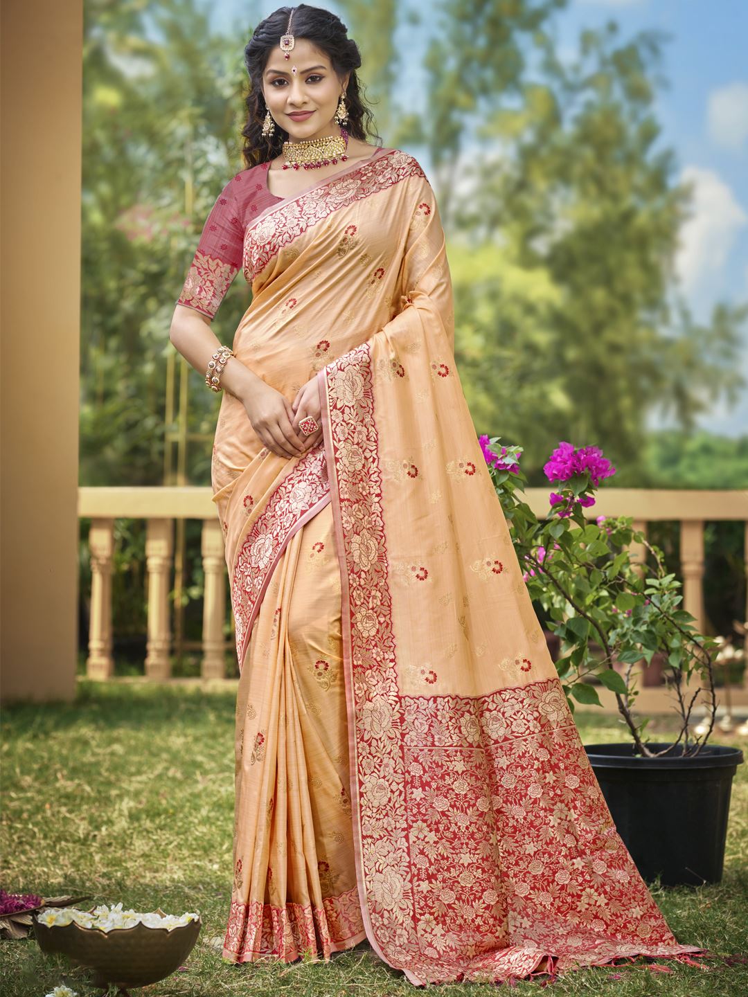 Golden Color Classic Banarasi Silk Saree