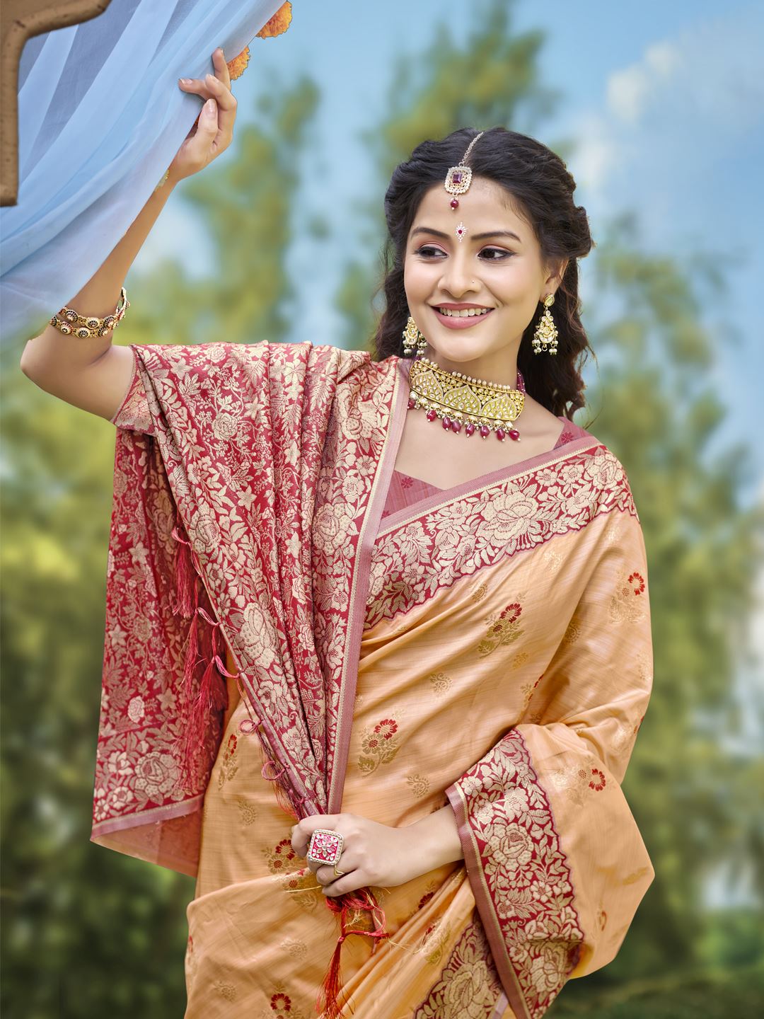 Golden Color Classic Banarasi Silk Saree